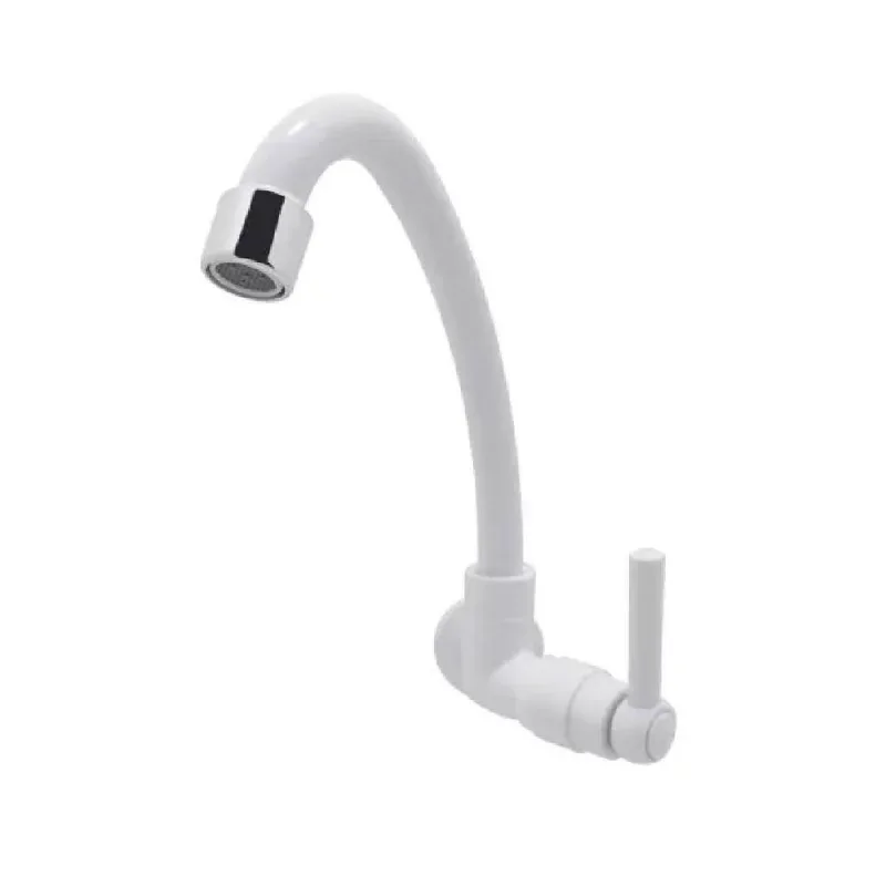Torneira de Cozinha Parede C29 Bica Móvel em Abs Acabamento Liso Branco Bognar - BOGNAR