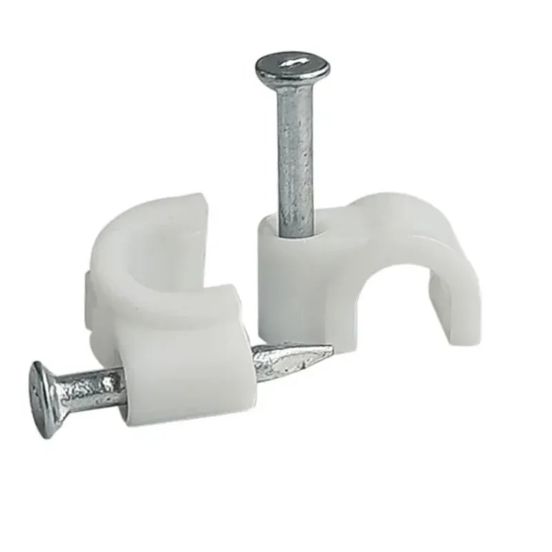 Kit 100 Grampo Fixa Fio Cabo Coaxial Miguelo 5mm Branco