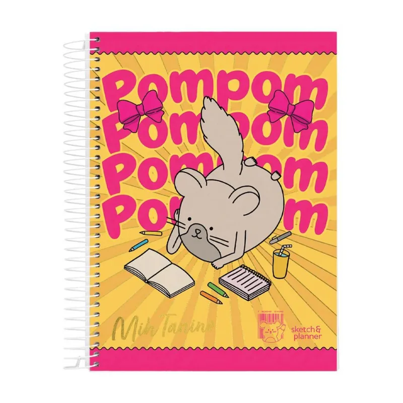 Caderno Universitário 1x1 80 Folhas Capa Dura Mih Tanino Pompom