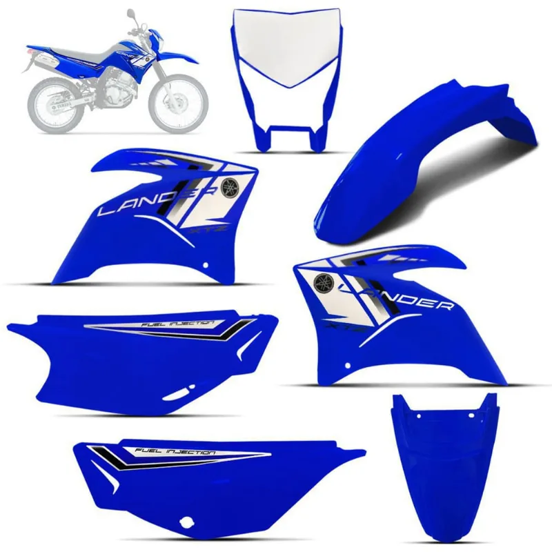 Kit Carenagem Xtz Lander 250 2014 Azul Adesivado