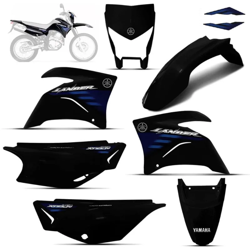 Kit Carenagem Xtz Lander 250 2007 Preta Adesivado