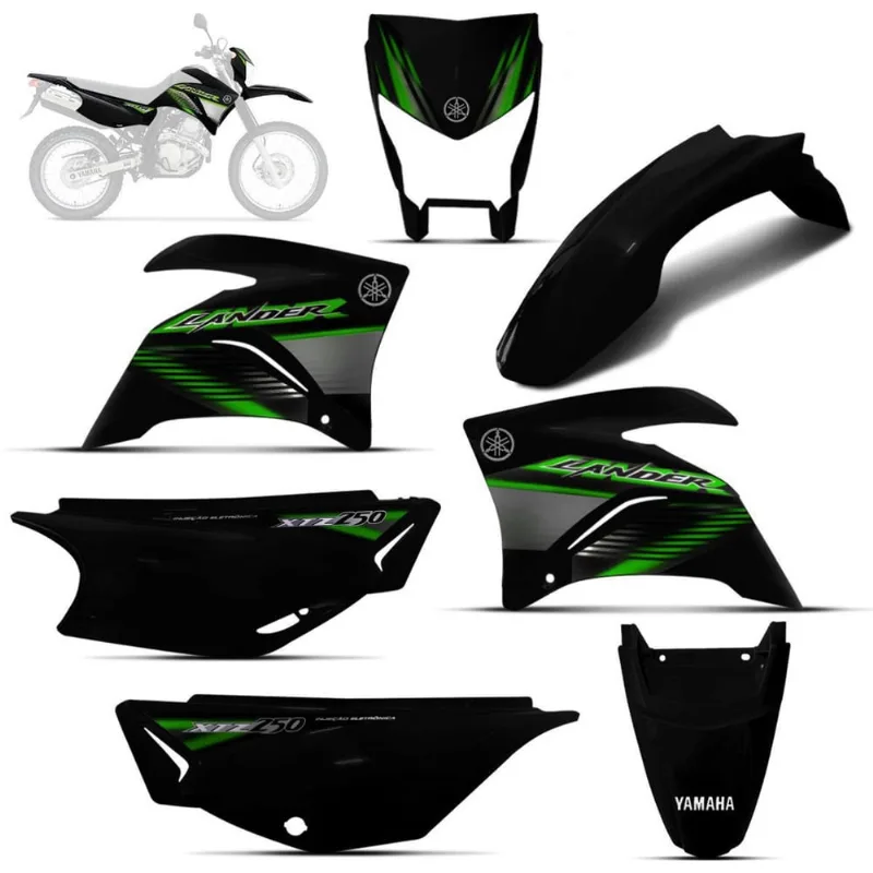 Kit Carenagem Xtz Lander 250 2009 Preta Adesivado