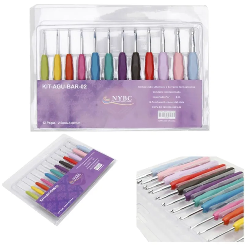 Agulha para Croche KIT C/12 Agulhas Sort.cabo SIL - NYBC