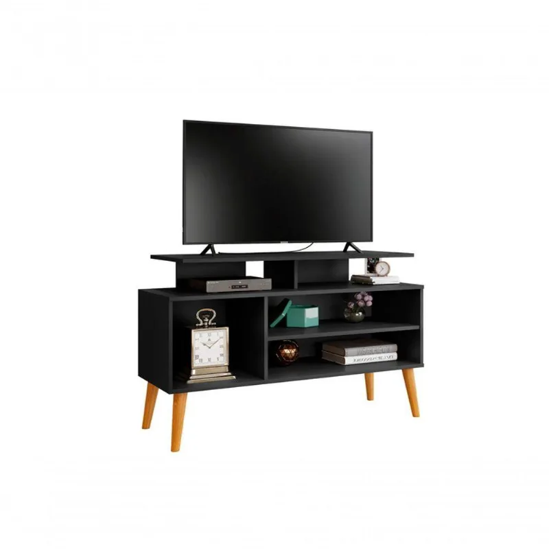 Rack para TV Lyon 42 Polegadas 110cm Preto-canela com Pés Palito Carmolar Móveis