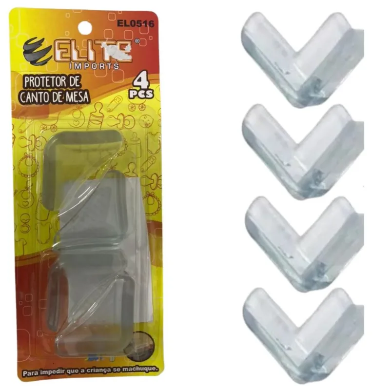 Kit Com 04 Protetores De Quina Canto Transparentes Silicone