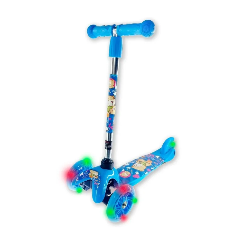 Patinete Infantil 3 Rodas Ajustavel Com Led Azul