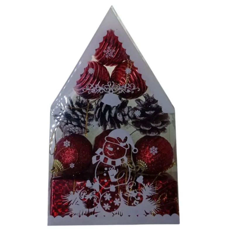 Enfeite De Natal 12 Peças Bola De 4Cm Casinha