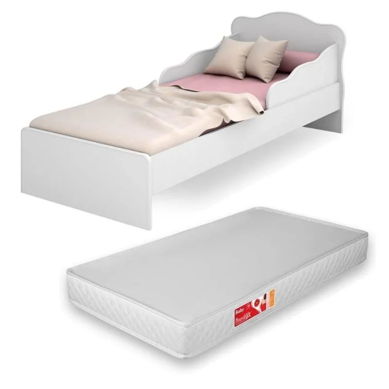 Mini Cama Infantil Doce Sonho com Colchão D20 Branco - Qmovi