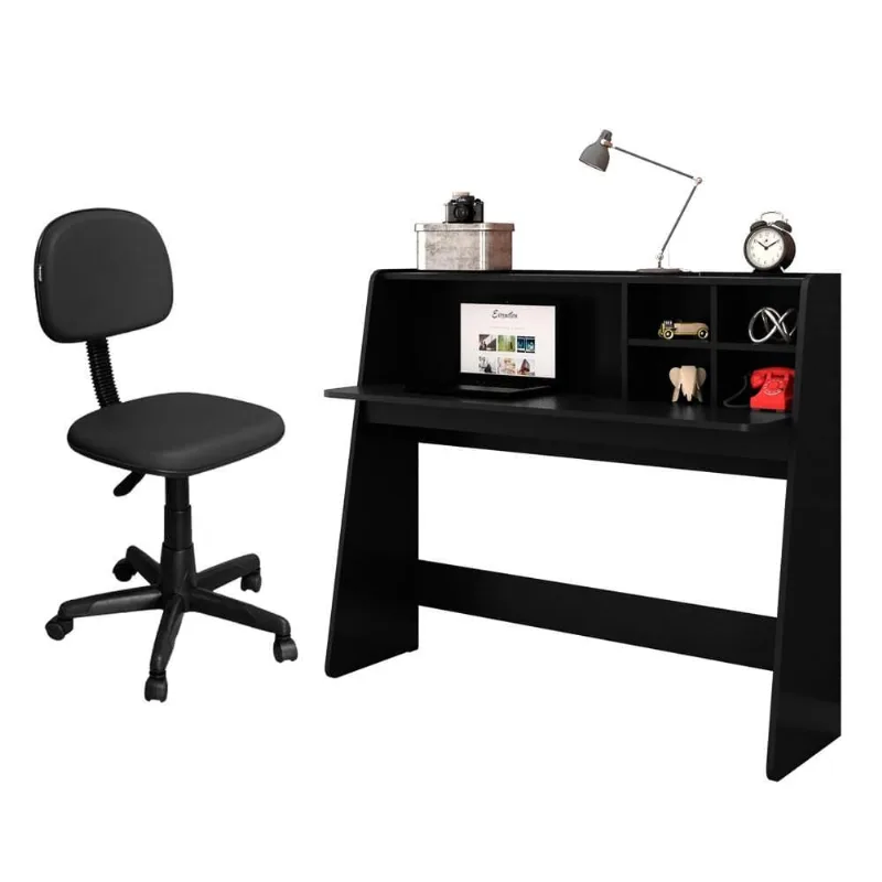 Mesa para notebook CS-02 Mpozenato Preto Mesa para Computador Escrivaninha Idealle C10 e Cadeira Giratória CS-02 Preto - Mpozenato