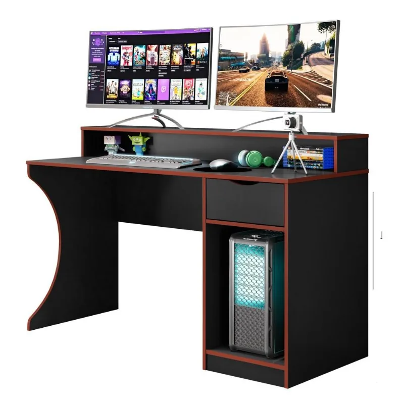 Mesa Computador PC Gamer TUF Craft B03 Preto/Vermelho - Mpozenato