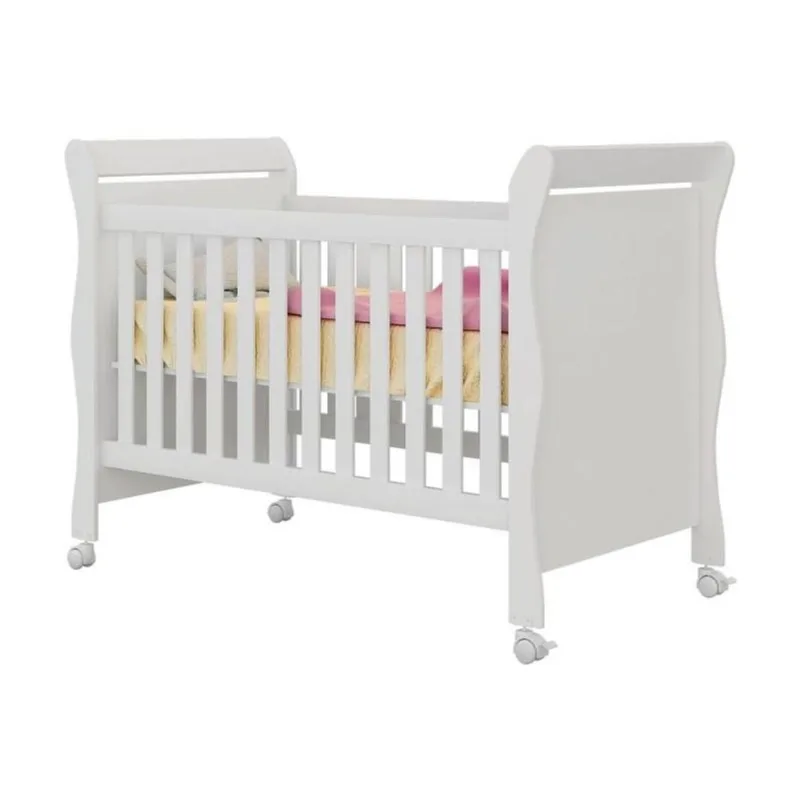 Berço que Vira Mini Cama com Rodízios Colonial Baby Amore Branco - Qmovi