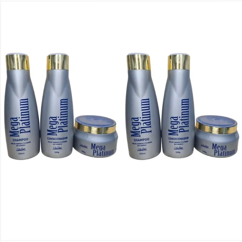 2 Kits matizador para cabelos loiros platinados Tratamento Capilar Mega Platinum Life Hair Atacado