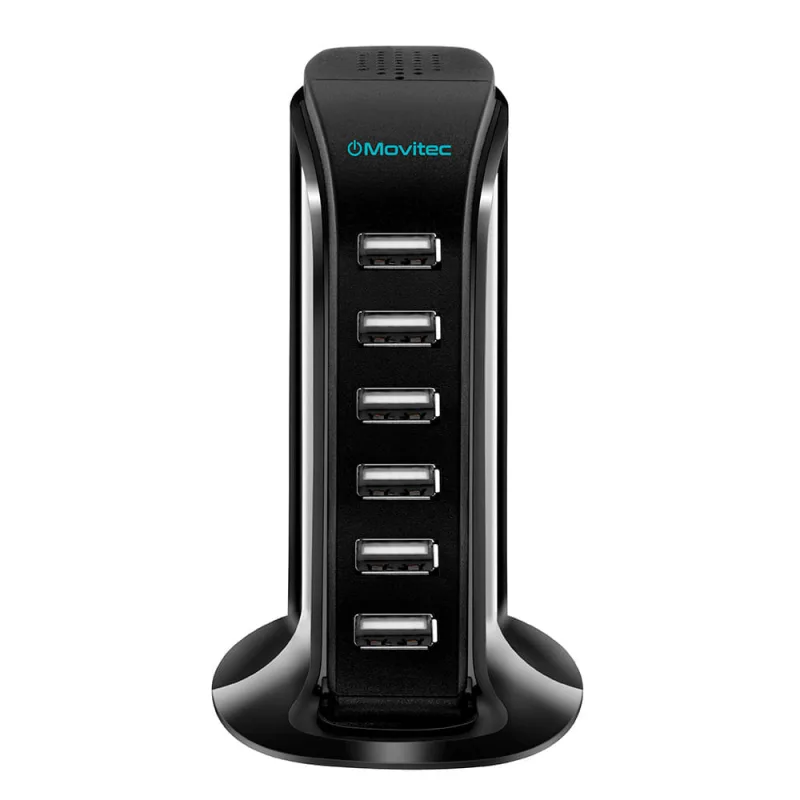 HUB Carregador 6 portas USB MOVITEC Preto HB-01 - Movitec
