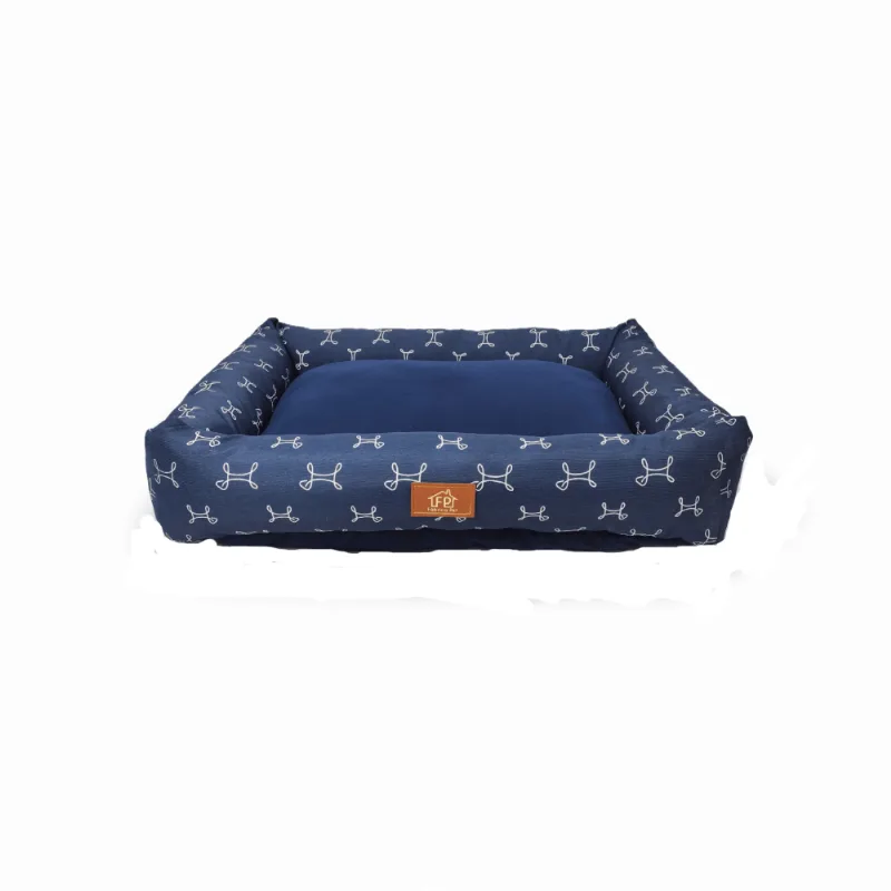 Cama Retangular Carmel Fábrica Pet Azul GG