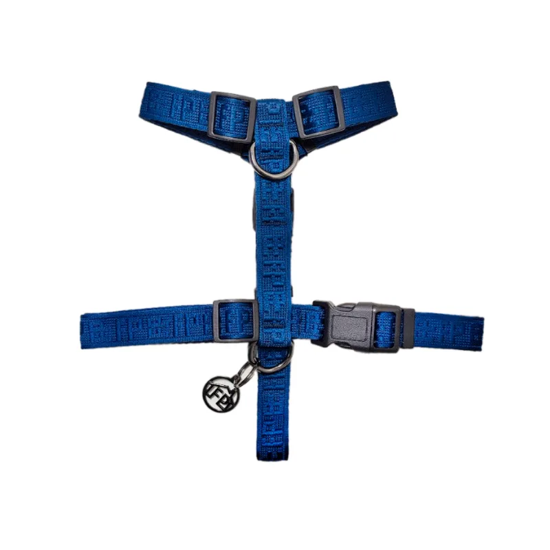 Guia e Peitoral H Jacquard Fábrica Pet Azul G