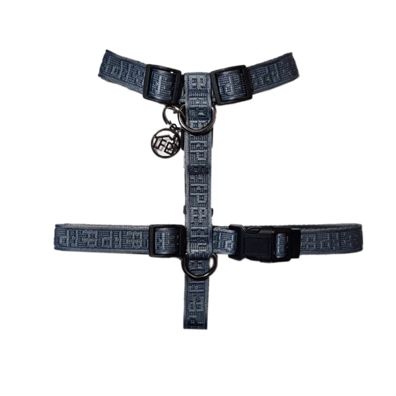 Guia e Peitoral H Jacquard Fábrica Pet Cinza G - Fabrica Pet