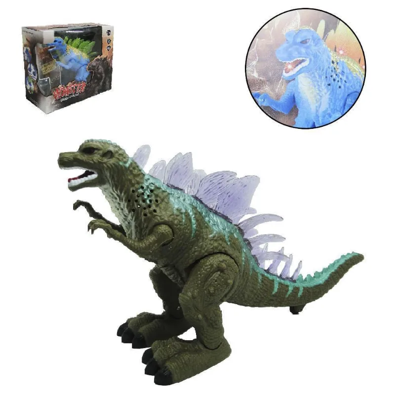 Dinossauro Monster Com Som E Luz A Pilha 36X19Cm Na Caixa