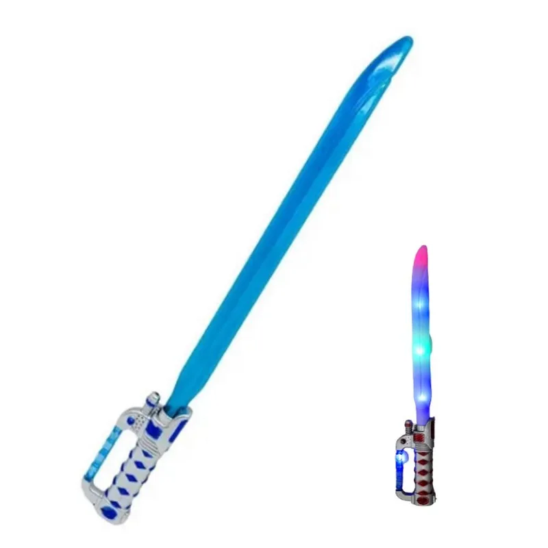 Espada De Plastico Com Som E Luz Led Brinquedo 52cm Pilha Menino Menina Azul