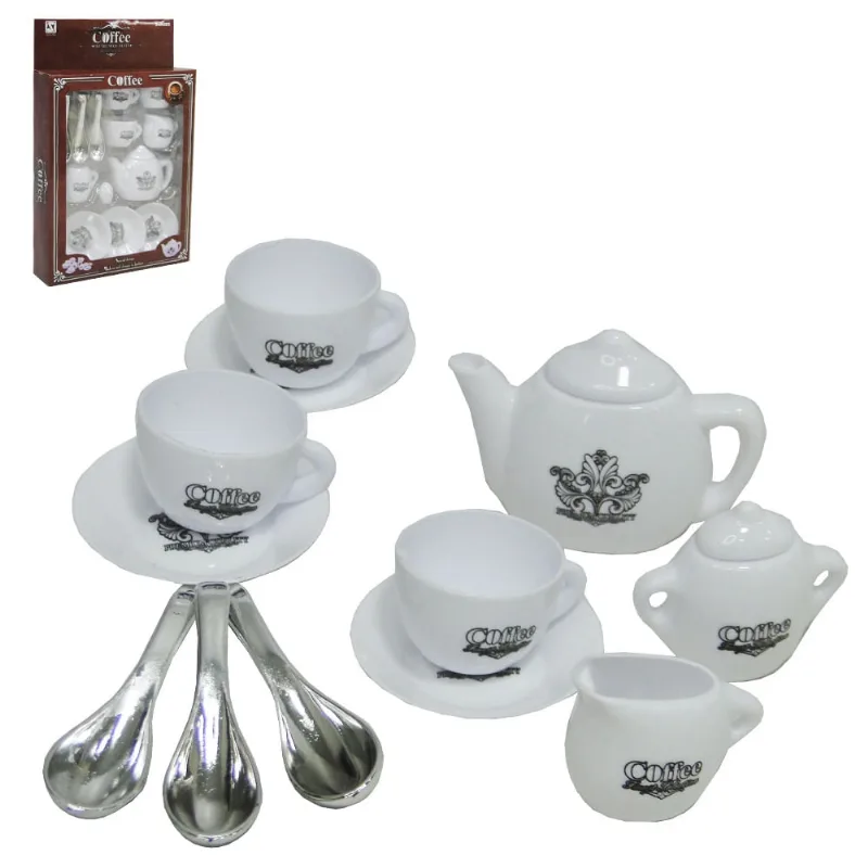 Kit cozinha infantil cafezinho com bule + colheres E acessorios coffee 14 pecas