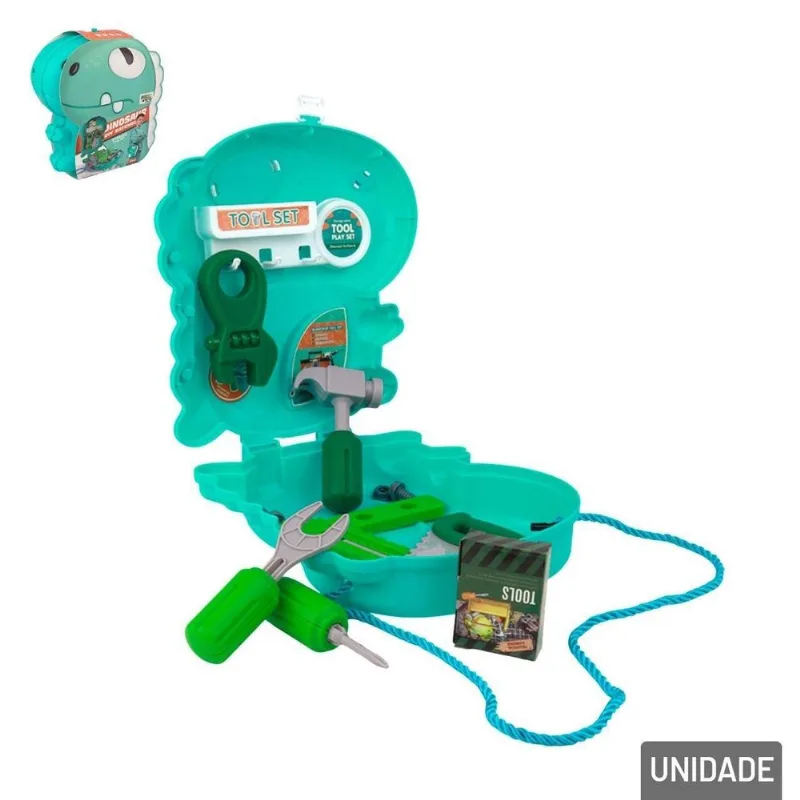 Kit Ferramentas Infantil 17 Pçs Maleta Dinossauro - Tudo Em Caixa