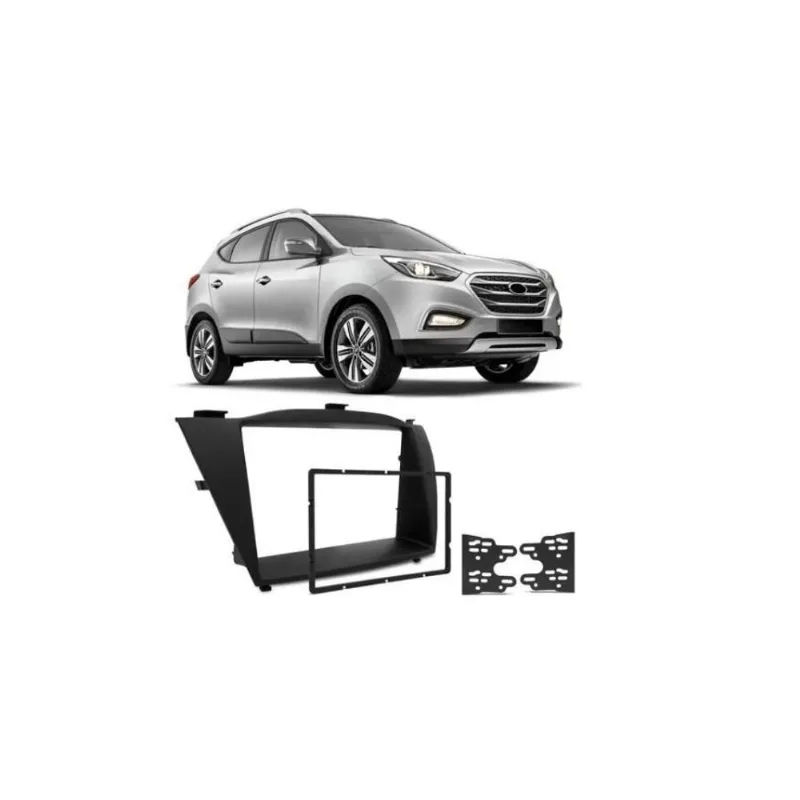 Moldura 2 Din Hyundai Ix 35 2010 À 2018 - Preta
