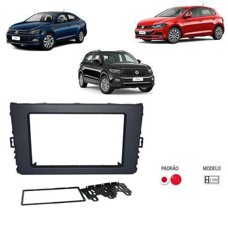 Moldura 2Din T-Cross/N. Polo/Virtus18/21/Nivus20/21 Black