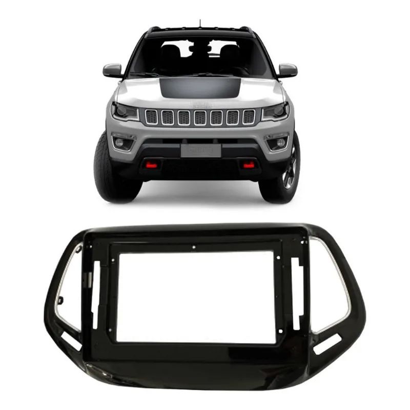 Moldura Multimídia 10.1 Jeep Compass 17/21 Black Piano - (Padrão Japonês)