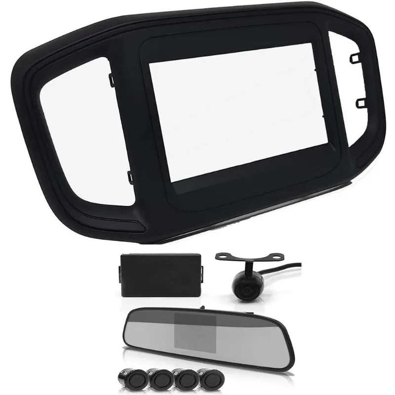 Moldura 2din Fiat Strada 2021 - Preto Fosco - Padrao Japones/chines Md