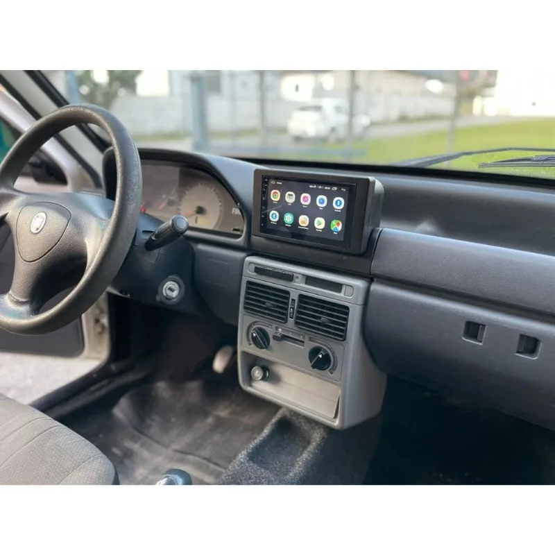 Moldura P/ Mp5 2 Din Fiat Uno Mille, Fiorino Mille 04 À 13 - Preto Fosco