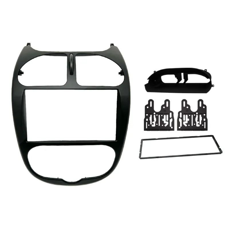 Moldura 2 Din Peugeot 206 P/ Mp5 - 04 A 08 - Preto - Fiamon