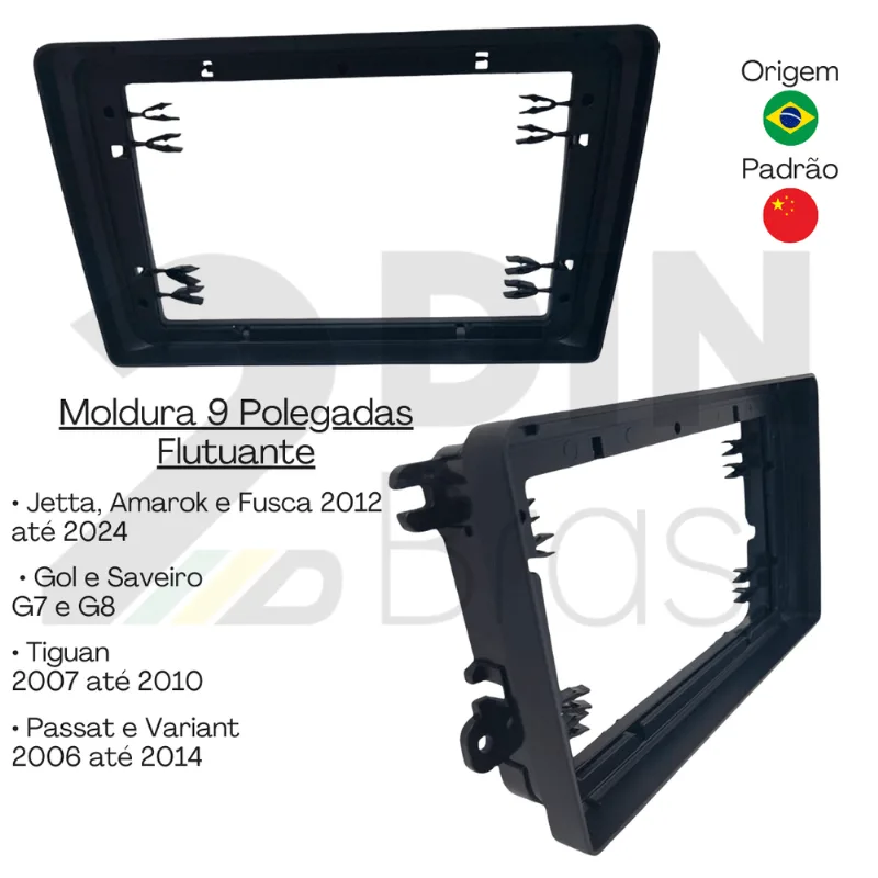 Moldura 9 Flu. Jetta, Amarok, Fusca, Tiguan, Gol, Saveiro - Preta