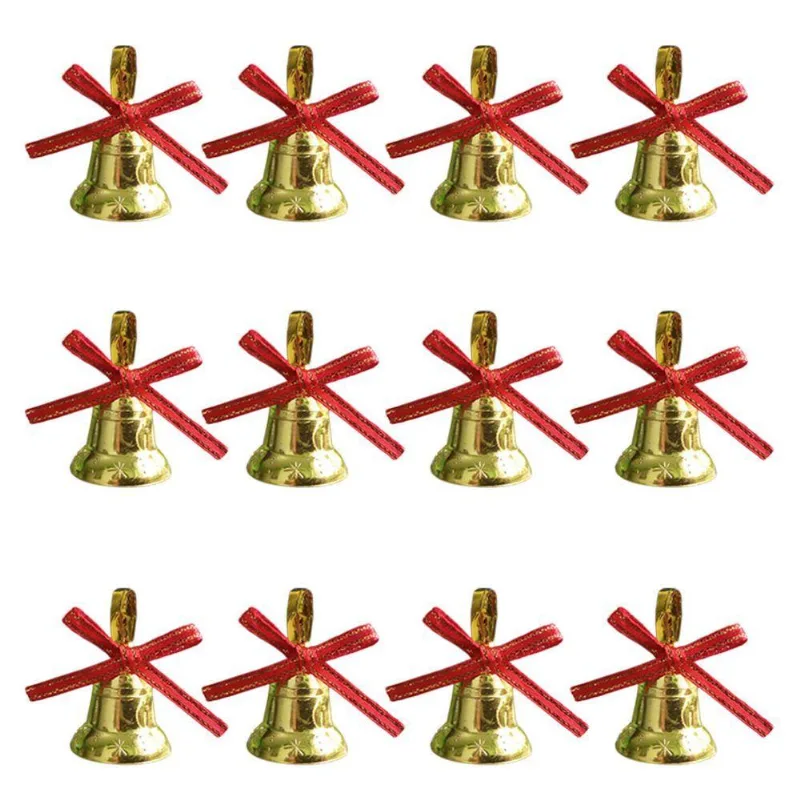 Enfeite De Natal Sinos Dourados 3cm X 2,5cm - 12 Unidades