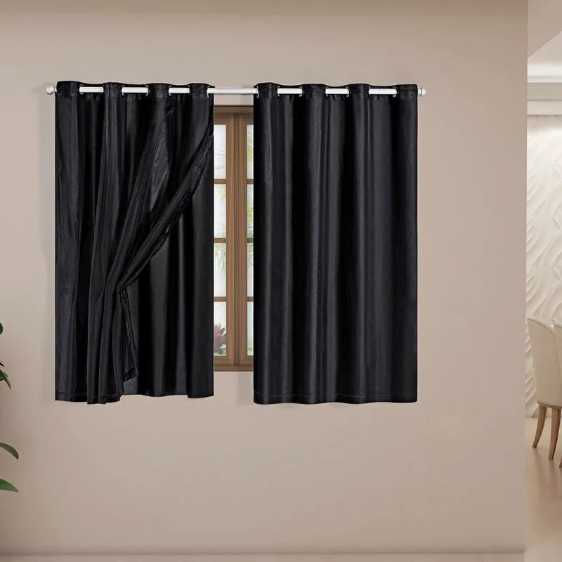 Cortina Blackout 2,80m X 1,80m Corta Luz Pvc com Voial Varão Simples