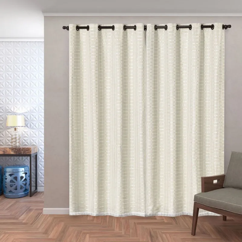 Cortina 2,80m x 2,30m Blackout pvc com Tecido Voil Xadrez