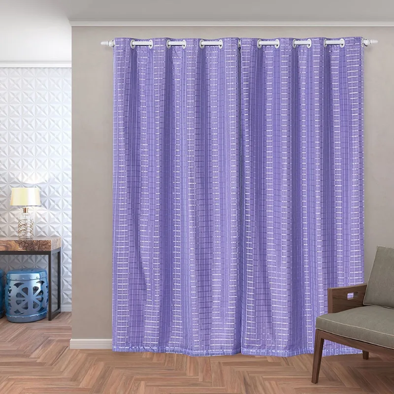 Cortina 2,80m x 2,30m Blackout pvc com Tecido Voil Xadrez
