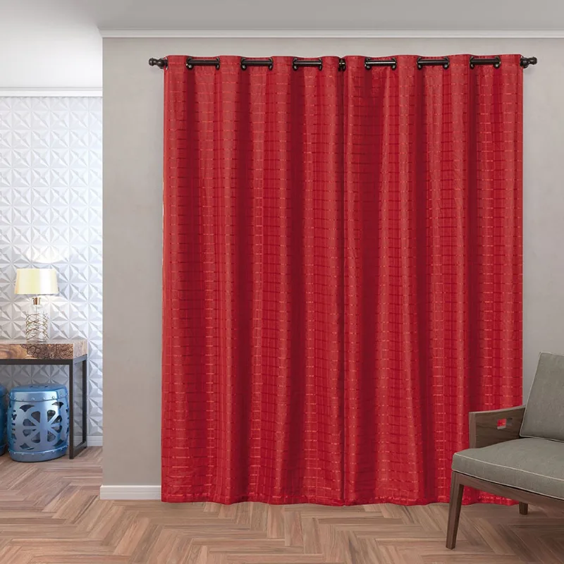 Cortina 2,80m x 2,30m Blackout pvc com Tecido Voil Xadrez