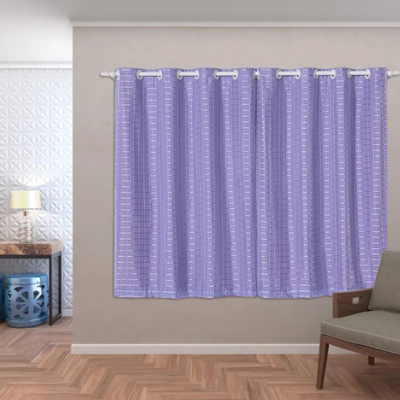 Cortina 2,00m x 1,40m Blackout pvc com Tecido Voil Xadrez