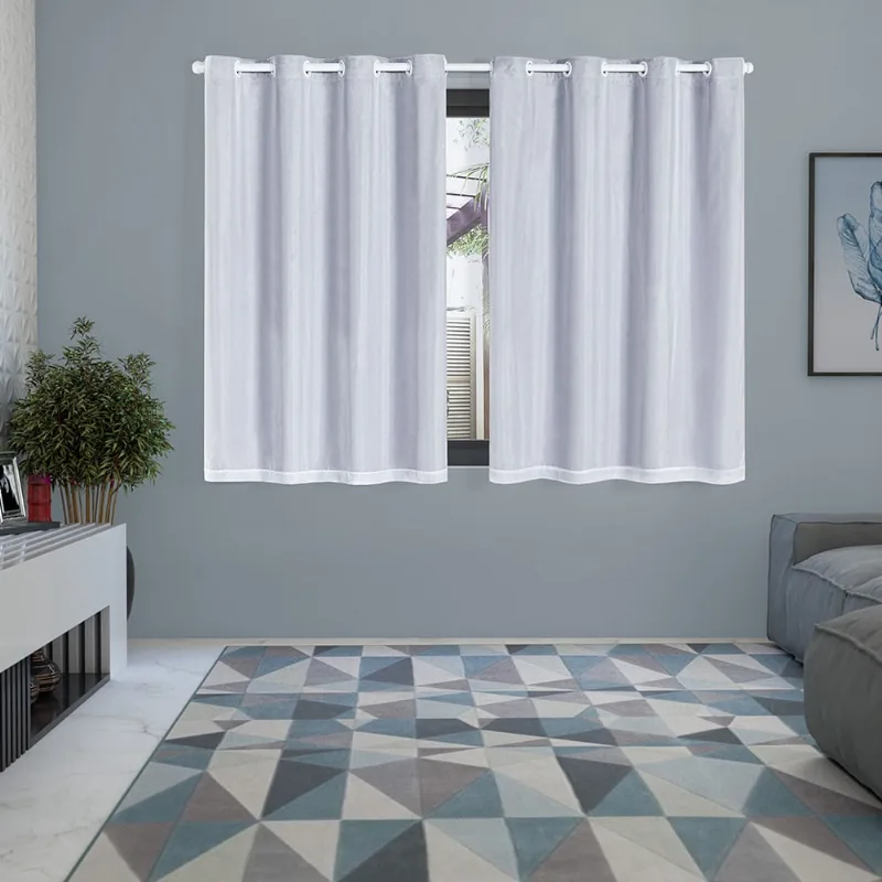 Cortina 2,80m x 1,60m Blackout pvc Prata c/ Voil Sala Quarto