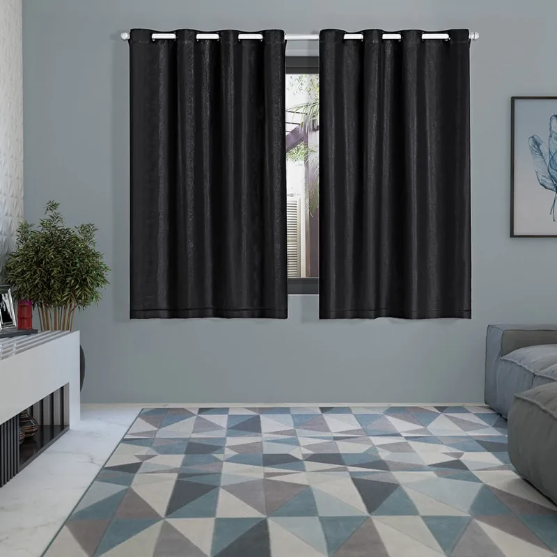 Cortina 2,80m x 1,60m Blackout pvc Prata c/ Voil Sala Quarto