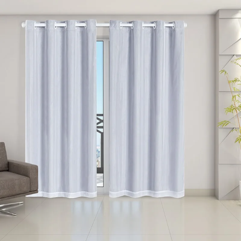 Cortina 2,80m x 2,30m Blackout pvc Prata c/ Voil Sala Quarto