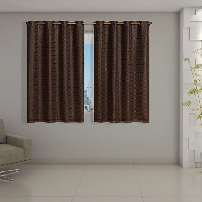 Cortina 2,00m x 1,40m Blackout Prata com Voil Xadrez