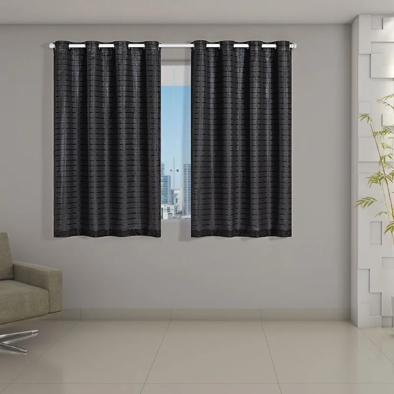 Cortina Blackout Pata Com Voil Xadrez 2,80 M X 1,60 M Preto