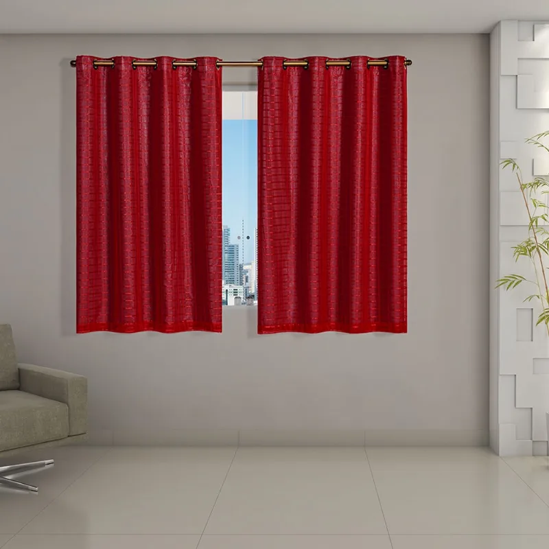 Cortina 2,00m x 1,40m Blackout Prata com Voil Xadrez