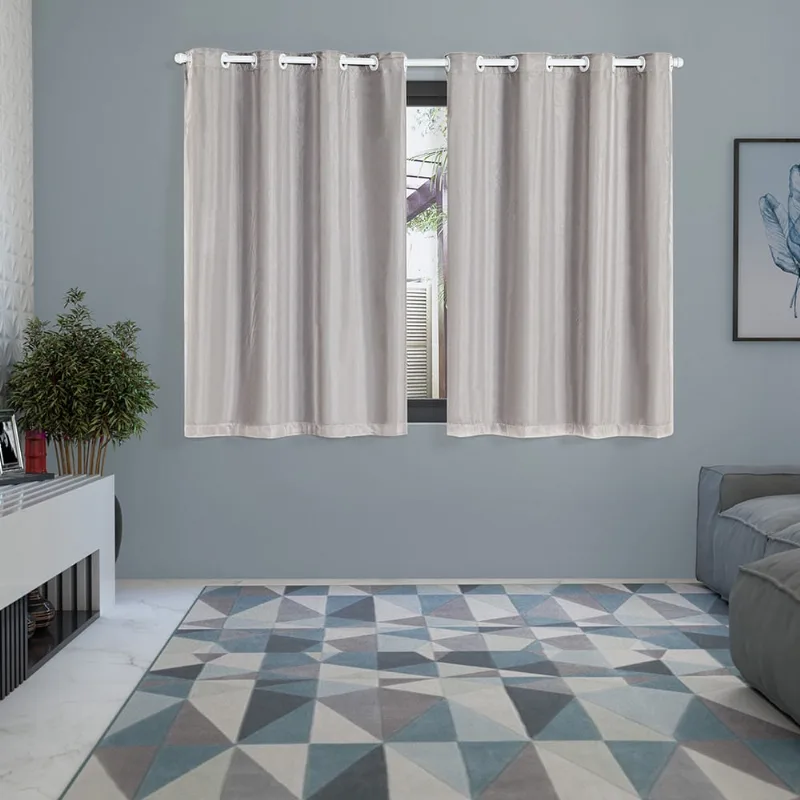 Cortina 2,00m x 1,40m Blackout pvc Prata c/ Voil Sala Quarto
