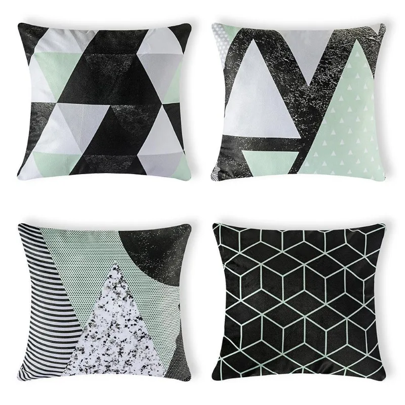 Kit 4 Capas De Almofada Veludo Velvet Print 40X40 Cm - 056