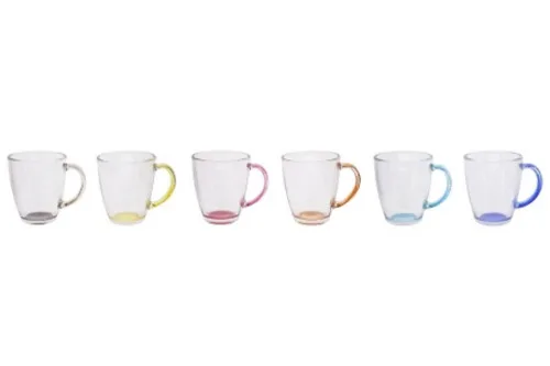 CANECA EM VIDRO CASAMBIENTE FUNDO COLORIDO 330ML - CASAMBIENTE