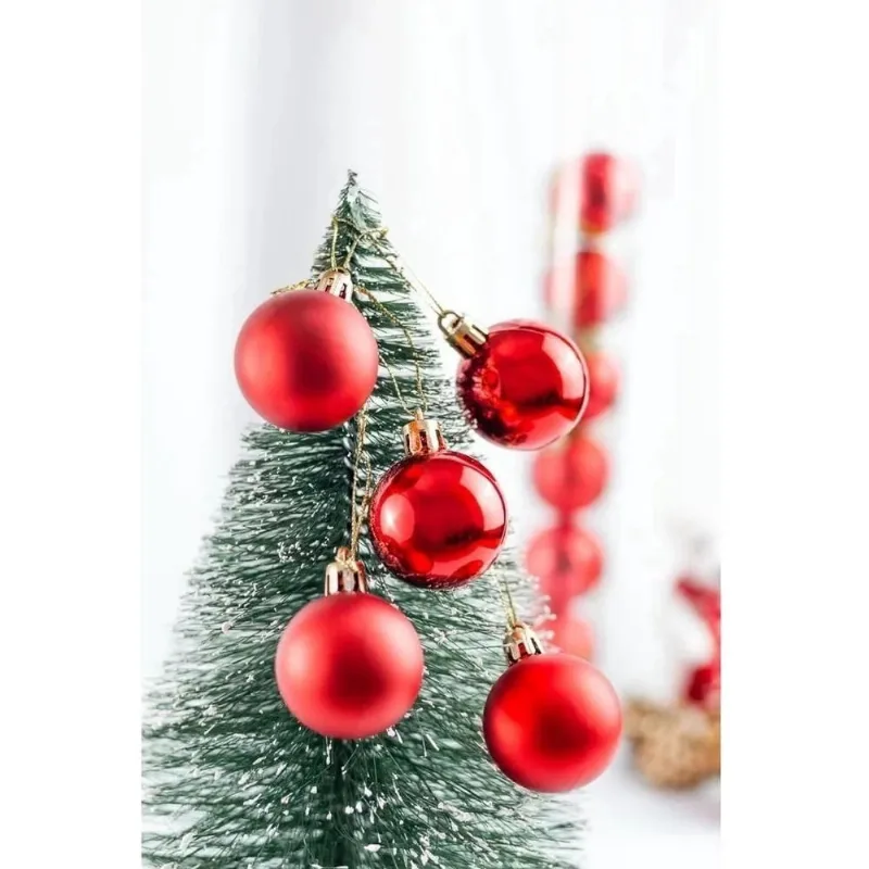 Kit 45 Bolas de Natal Vermelha 6cm Fosca e Brilhante