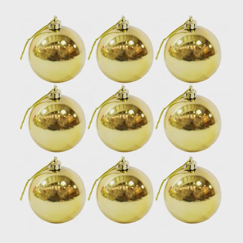 Bolas de Natal Dourada 6cm 9 peças - Casambiente