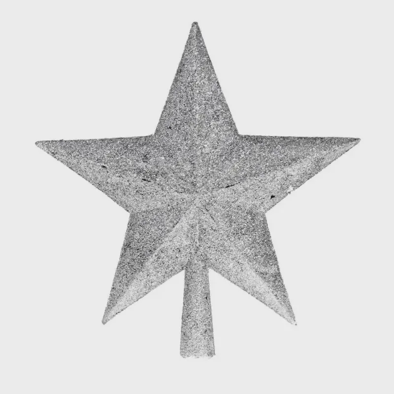 Estrela Ponteira de Árvore de Natal Prata 15cm - Casambiente