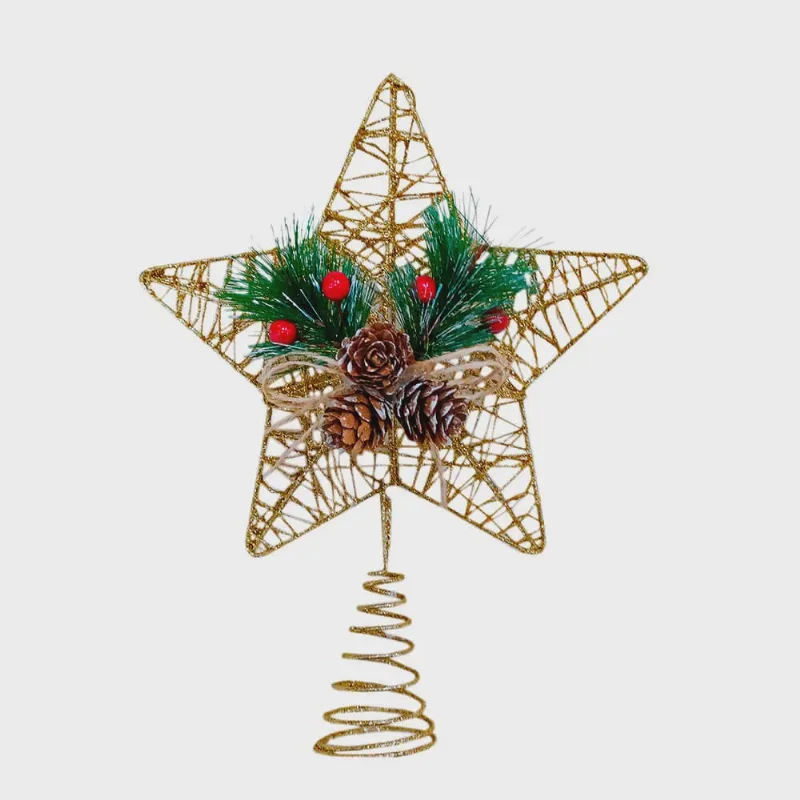 Estrela Ponteira de Árvore de Natal Vazada 20cm - Casambiente